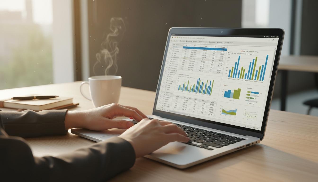 Persona trabajando con Excel en laptop