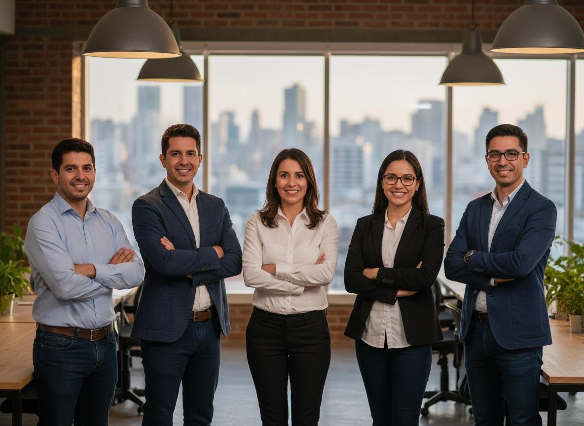 Equipo de instructores de ATLAS en oficina moderna